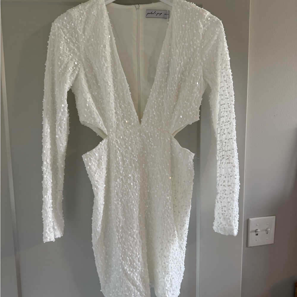 Petal & Pup White Sequin Cut Out Bodycon Dress